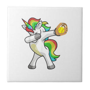 Dabbing Einhorn Softball Spieler Lustiger Dab Tanz Fliese