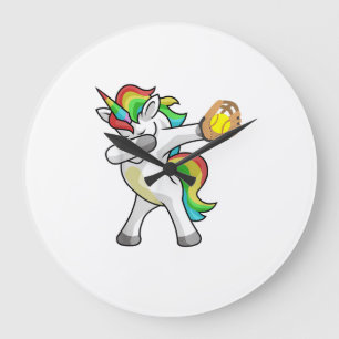 Dabbing Einhorn Softball Spieler Lustiger Dab Tanz Große Wanduhr