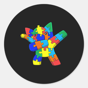 Dabbing Elephant Puzzle Stücke Autismus Dab Boys G Runder Aufkleber