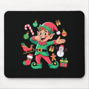 Dabbing-Elf-Santa-Schlitten-Schneemann-Lustiger-Da Mousepad