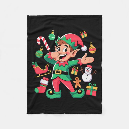 Dabbing Elf Santa Sleigh Snowman Funny Dabbing Chr Fleecedecke (Vorderseite)