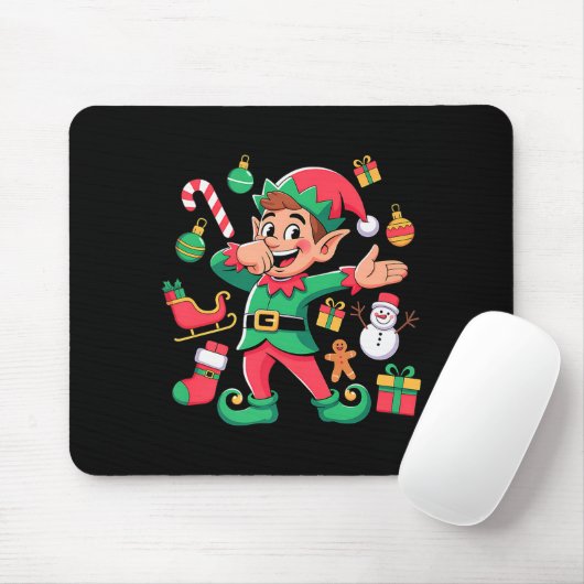 Dabbing Elf Santa Sleigh Snowman Funny Dabbing Chr Mousepad (Mit Mouse)