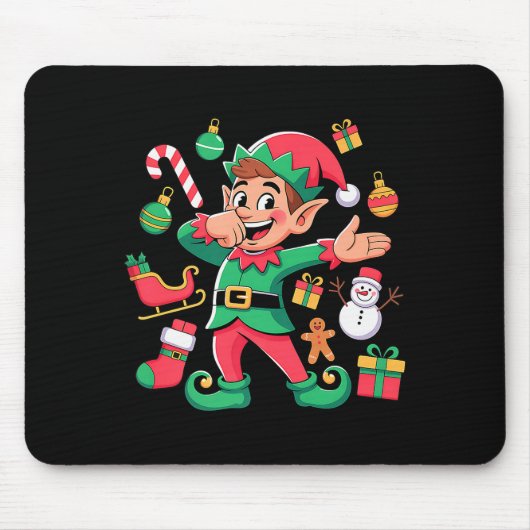 Dabbing Elf Santa Sleigh Snowman Funny Dabbing Chr Mousepad (Vorne)