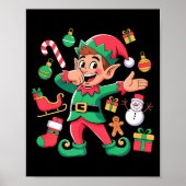Dabbing Elf Santa Sleigh Snowman Funny Dabbing Chr Poster (Vorne)