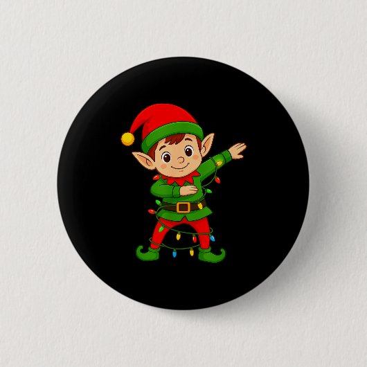 Dabbing Elf Shirt Costume Christmas Squad Men Boy  Button (Vorderseite)