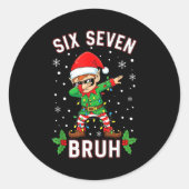 Dabbing Elf Six Seven Bruh Christmas 67 Meme Xmas Runder Aufkleber (Vorderseite)