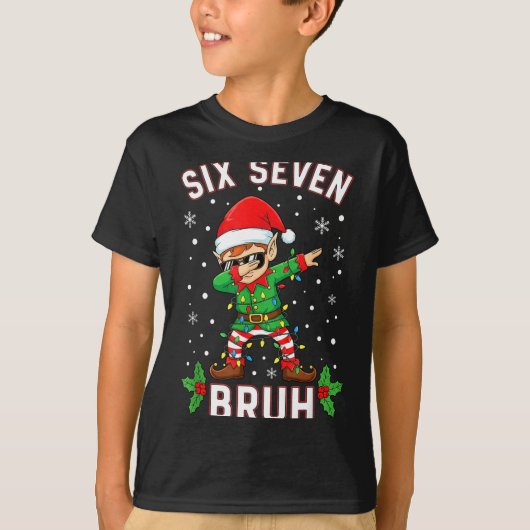 Dabbing Elf Six Seven Bruh Christmas 67 Meme Xmas T-Shirt (Vorderseite)