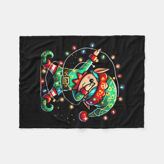 Dabbing Elf Weihnachtslichter Jungs Mädchen Männer Fleecedecke (Vorderseite (Horizontal))