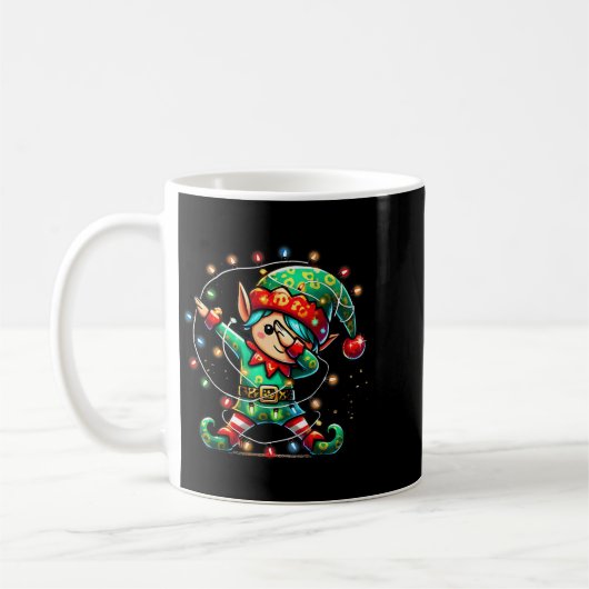 Dabbing Elf Weihnachtslichter Jungs Mädchen Männer Kaffeetasse (Links)