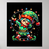 Dabbing Elf Weihnachtslichter Jungs Mädchen Männer Poster (Vorne)