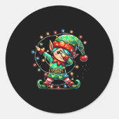 Dabbing Elf Weihnachtslichter Jungs Mädchen Männer Runder Aufkleber (Vorderseite)