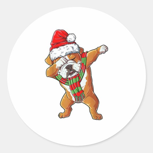 Dabbing English Bulldog Weihnachtsgeschenke Kinder Runder Aufkleber (Vorderseite)