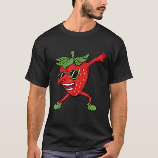 Dabbing Erdbeere Tanzen Erdbeere Sommerfrüchte T-Shirt (Vorderseite)