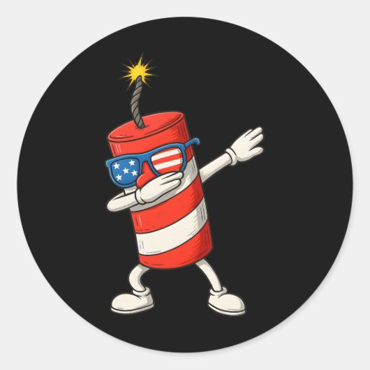 Dabbing Firecracker Funny 4. Juli Jungs Kinder die Runder Aufkleber (Vorderseite)