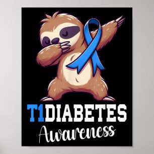 Dabbing Flatth Diabetes Awareness Typ 1 Diabetes B Poster