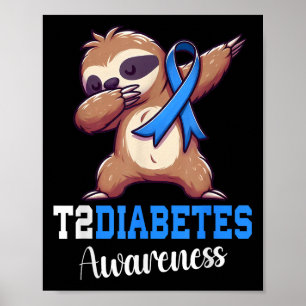 Dabbing Flatth Diabetes Awareness Typ 2 Diabetes B Poster