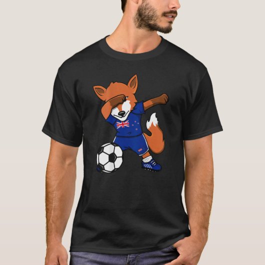 Dabbing Fox New Zealand Soccer Fans Jersey Footbal T-Shirt (Vorderseite)