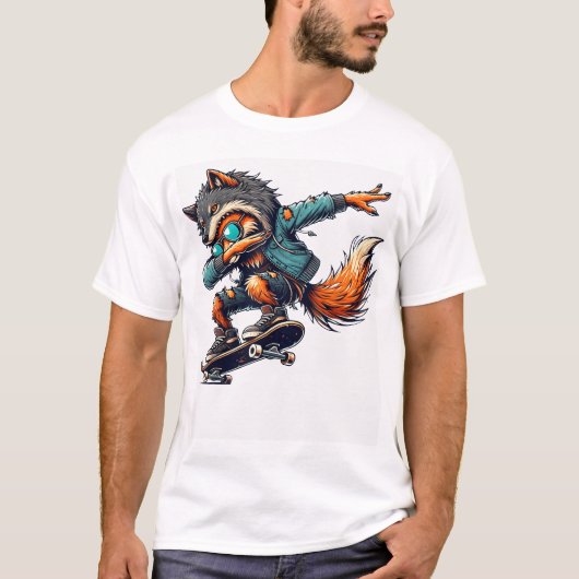 Dabbing Fox Wolf Halloween Trick oder Behandlung T-Shirt (Vorderseite)