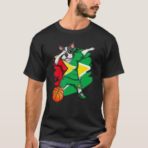 Dabbing Französisch Bulldog Guyana Basketball Fan T-Shirt