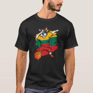Dabbing Französisch Bulldog Litauen Basketball Fan T-Shirt