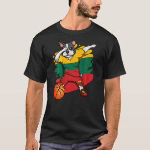 Dabbing Französisch Bulldog Litauen Basketball Fan T-Shirt