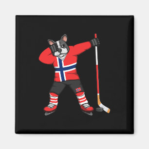 Dabbing Französische Bulldogge Norwegen Eishockeyf Magnet