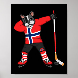 Dabbing Französische Bulldogge Norwegen Eishockeyf Poster