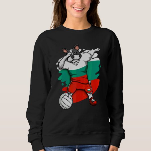 Dabbing Französischer Bulldog Bulgarien Volleyball Sweatshirt (Vorderseite)