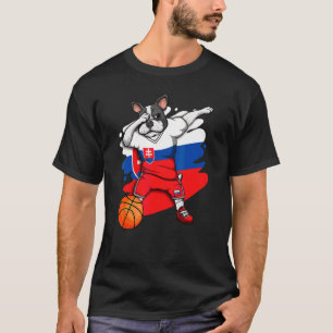 Dabbing Französischer Bulldog Slowakei Basketball  T-Shirt