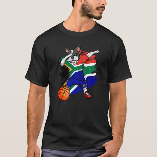 Dabbing Französischer Bulldog Südafrika Basketball T-Shirt (Vorderseite)