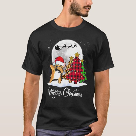 Dabbing French Bulldog Dab Dog Weihnachtsbaum Weih T-Shirt (Vorderseite)