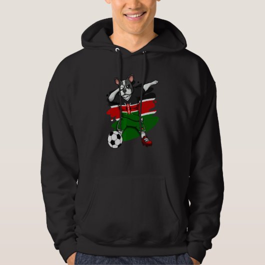 Dabbing French Bulldog Kenya Soccer Fans Jersey Fo Hoodie (Vorderseite)