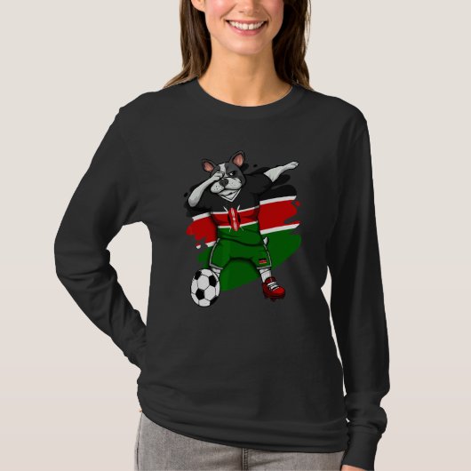 Dabbing French Bulldog Kenya Soccer Fans Jersey Fo T-Shirt (Vorderseite)