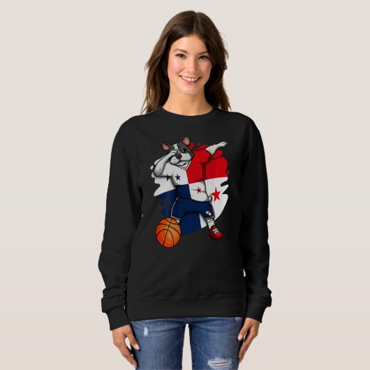 Dabbing French Bulldog Panama Basketball Fan Jerse Sweatshirt (Vorne ganz)