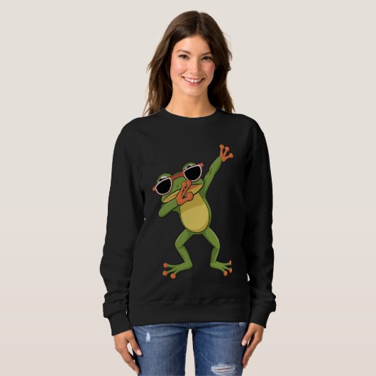 Dabbing Frog mit Sonnenbrille Funny Pose Cool Fros Sweatshirt (Vorne ganz)
