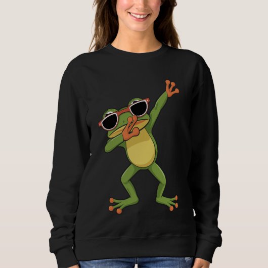 Dabbing Frog mit Sonnenbrille Funny Pose Cool Fros Sweatshirt (Vorderseite)