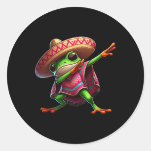 Dabbing Frog Sombrero Poncho Cinco De Mayo Mexican Runder Aufkleber