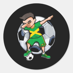 Dabbing Fußball Junge Jamaika Fußball Fan Jersey J Runder Aufkleber
