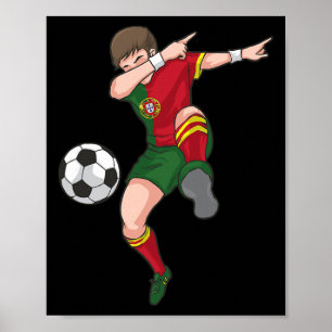 Dabbing Fußball Junge Portugal Fußball Trikot Port Poster