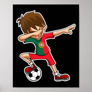 Dabbing Fußball Junge Portugal Trikot Portugiesisc Poster