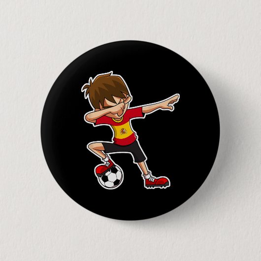 Dabbing Fußball Junge Spanien Trikot, spanische Ki Button (Vorderseite)