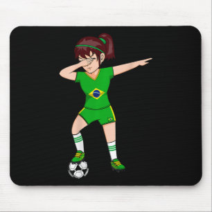 Dabbing Fußball Mädchen Brasilien Trikot Brasilian Mousepad