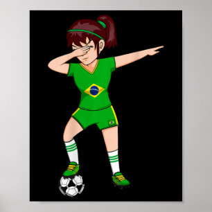 Dabbing Fußball Mädchen Brasilien Trikot Brasilian Poster