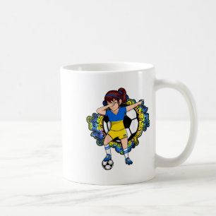 Dabbing Fußball Mädchen Ukraine Trikot Floral Foot Kaffeetasse