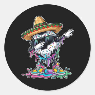 Dabbing Fußball Sombrero Cinco De Mayo Mexikanisch Runder Aufkleber