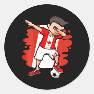 Dabbing Fußballjunge - Kanada Trikot kanadischer F Runder Aufkleber