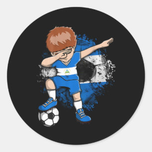 Dabbing Fußballjunge Nicaragua Trikot Nicaragua Fu Runder Aufkleber