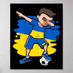Dabbing Fußballjunge Ukraine Trikot Ukrainischer F Poster