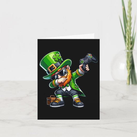 Dabbing Gamer Leprechaun Dab Dance St Pattys St Pa Karte (Vorderseite)
