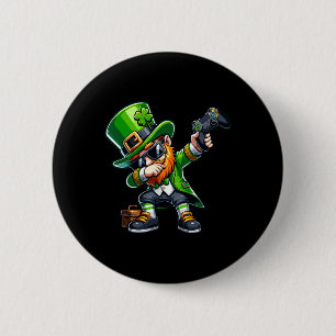 Dabbing Gamer Leprechaun Dab-Tanz St Pattys St. Pa Button